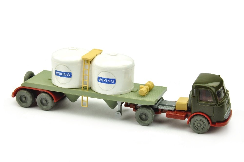 Chemikalien-Tankzug Pullman Wiking: 751/1A, Kabine olivgruen, sehr gut (Wiking Verglaster LKW)