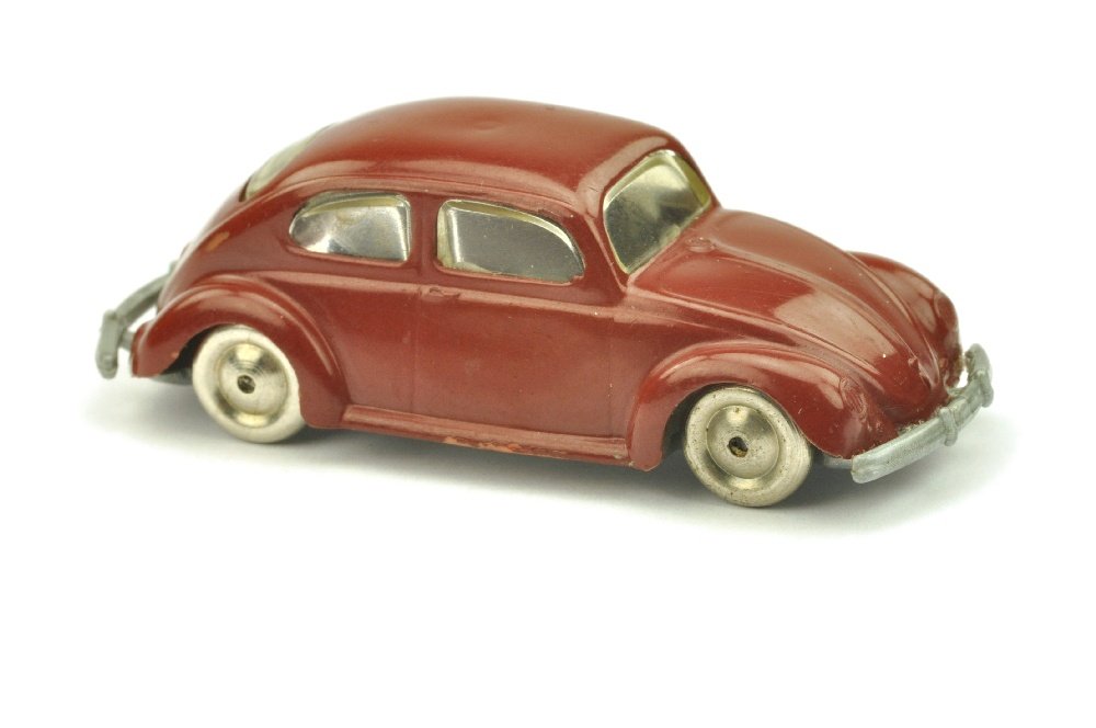 Lego - VW Kaefer Langversion, rotbraun lackiert: Grundfarbe korallenrot, Chassisversion mit Stift, minimale Lackfehler an Kanten, sehr gut bis neuwertig