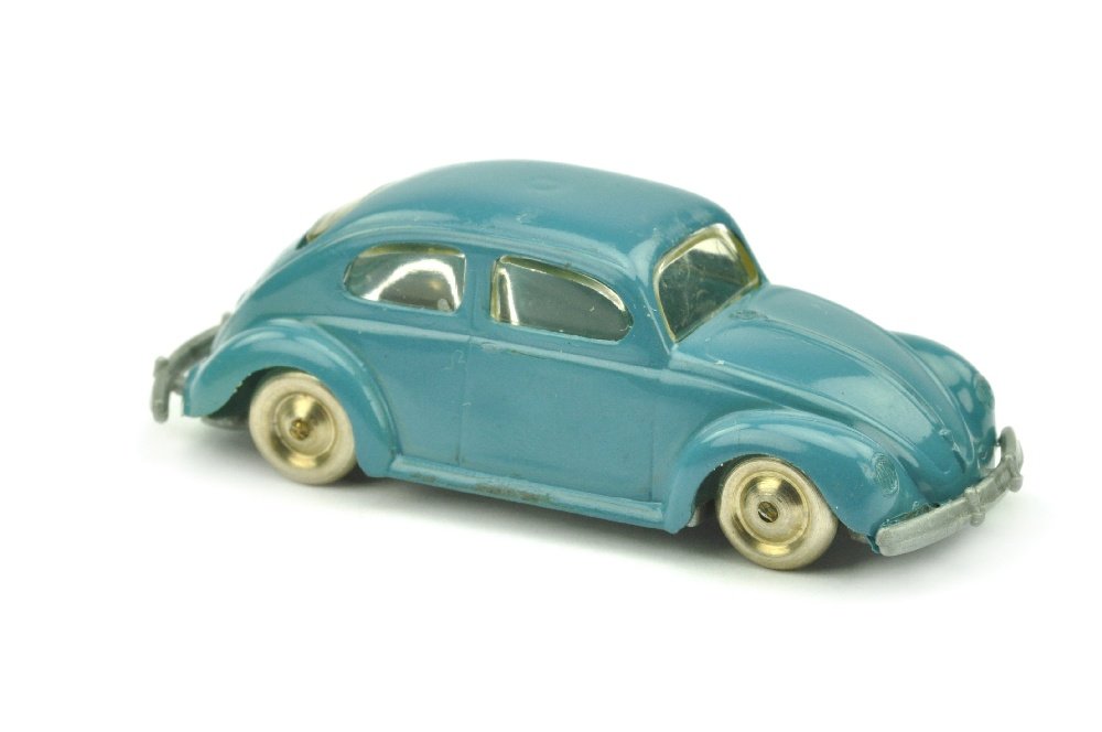 Lego - VW Kaefer Langversion, graublau lackiert: Grundfarbe transparent, Chassisversion ohne Stift, geringe Lackfehler am Trittbrett der Beifahrerseite und unterhalb der Heckscheibe, sonst neuwertig