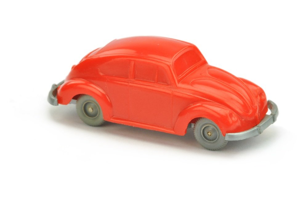 Runken/B - VW Kaefer, orangerot: Karosseriefarbe nur bei diesem Werbemodell bekannt (deutlich unterscheidbar vom gaengigen rot), sehr gut bis neuwertig (Wiking Werbemodell)