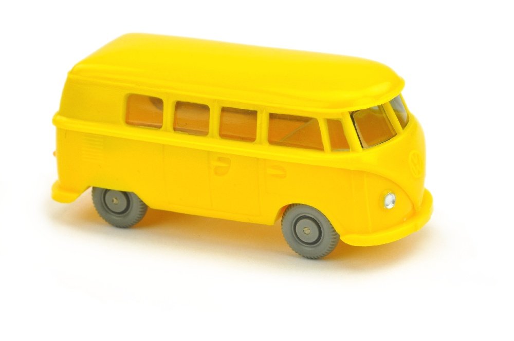VW T1 Bus (alt), gelb: 323/1A, fast neuwertig (Wiking Verglaster PKW)