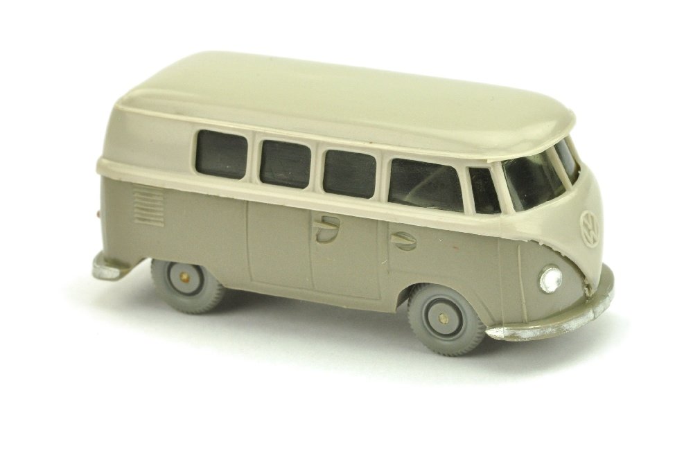 VW T1 Bus (alt), d'-achatgrau/betongrau: 323/1O, sehr gut (Wiking Verglaster PKW)