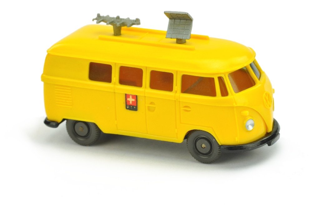 Funkmesswagen VW T1 Bus "PTT": 1006/5, beide "PTT"-Abziehbilder 100%, neuwertig (Wiking Verglaster PKW)