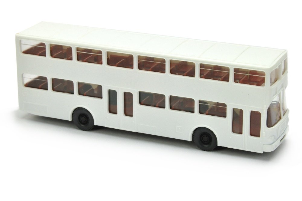 Doppeldecker MAN SD 200, weiss: Ausserserie um 1990, entspricht komplett unbedrucktem Serienmodell "Berliner Zeitung", neuwertig (Wiking Vorserie)