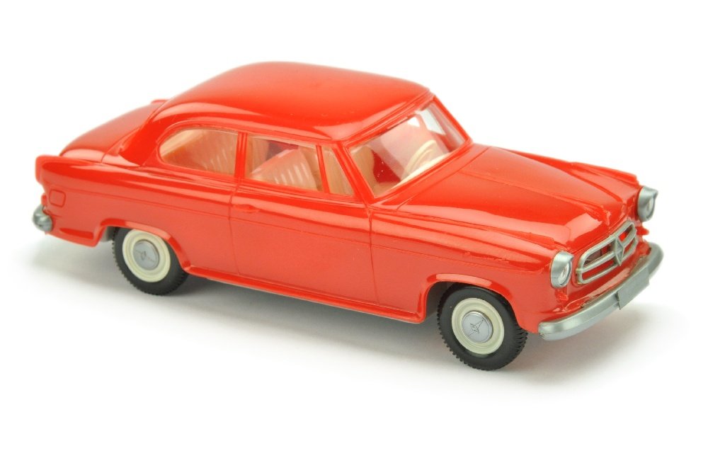 Novapax - Borgward Isabella Limousine, orangerot: Massstab ca. 1:40, Kunststoff, 80er Jahre, eventuell Vorserien-Farbvariante mit cremeweisser Einrichtung, neuwertig