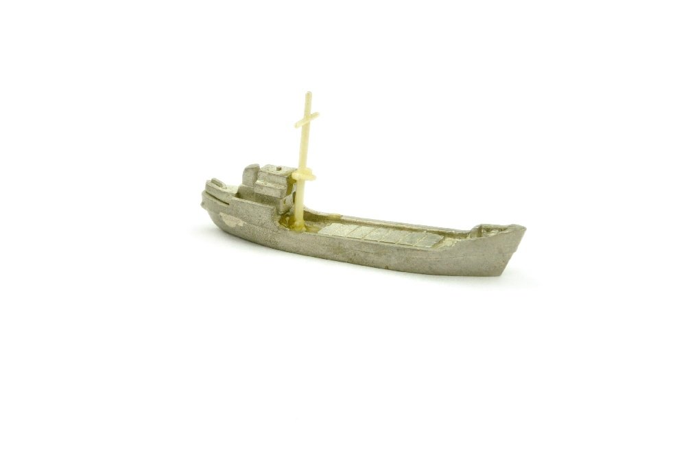 Kuestenschiff MS Elisabeth (Rohling, Vorserie): Vorserie um 1959, Wiking-Rohling des nicht Serie hergestellten Kuesten-Motorschiffs, mit aufgeklebtem Kunststoffmasten, sehr gut (Wiking Schiffe)