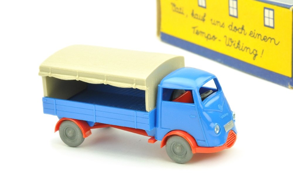 Tempo Wiking, himmelblau/orangerot (im Ork): 1535/1B, neuwertig im Ork (eine Seitenlasche ist abgerissen und liegt lose bei) (Wiking Grosser Massstab)