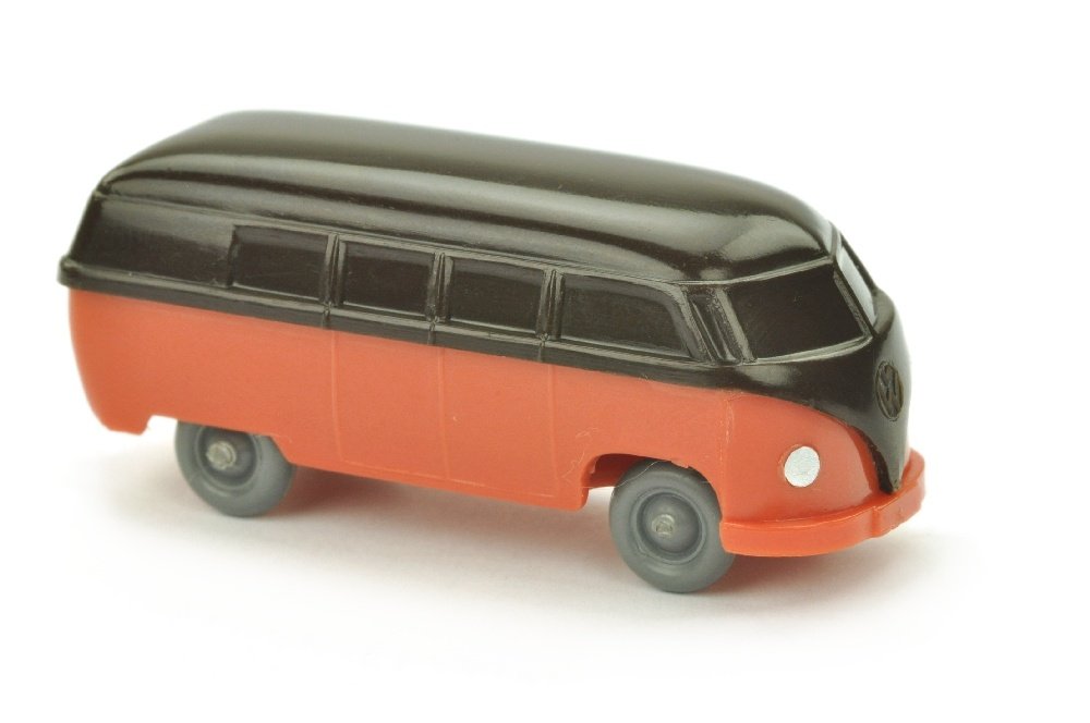 VW T1 Bus (Typ 3), braunschwarz/rose: 140/2BT, neuwertig (Wiking Unverglaster Rollachser)