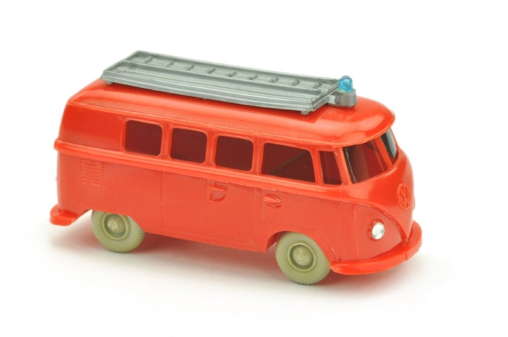 Feuerwehr VW T1 Bus (alt), orangerot: 1046/1A, neuwertig (Wiking Verglaster PKW)