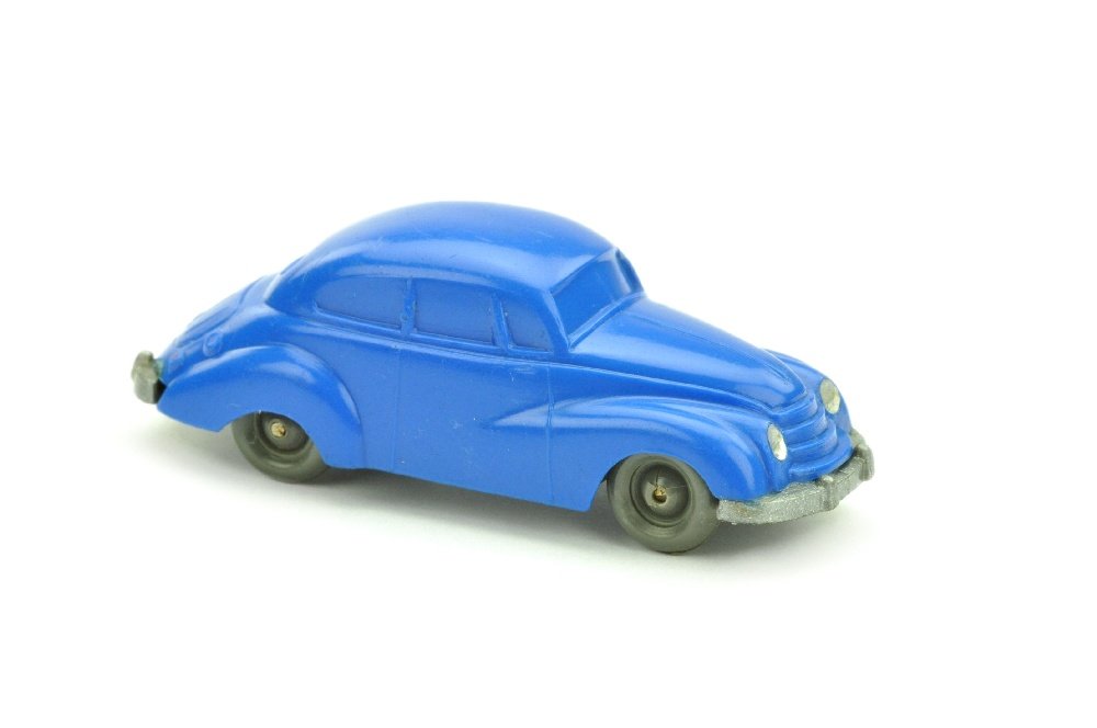 DKW Limousine, dunkles himmelblau: 132/3B, der dunklere (und seltenere) der beiden himmelblauen Farbtoene, sehr gut (Wiking Unverglaster Rollachser)