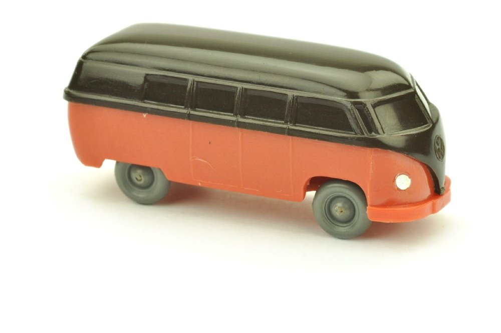 VW T1 Bus (Typ 3), braunschwarz/rose: 140/2BT, neuwertig (Wiking Unverglaster Rollachser)