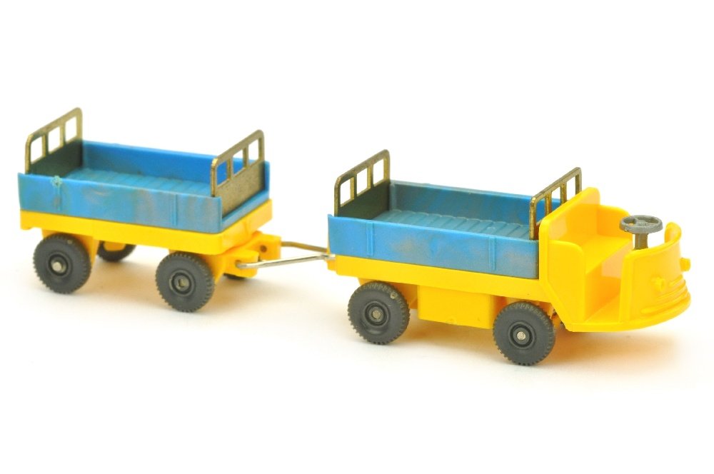 Elektrokarren mit Anhaenger, gelb/himmelblau (1 of 3)