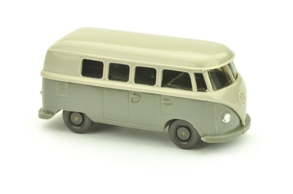 VW T1 Bus (alt), d'-achatgrau/betongrau: 323/1O, auffaellige, helle Melierung im Unterteil der Fahrerseite, neuwertig (Wiking Verglaster PKW)