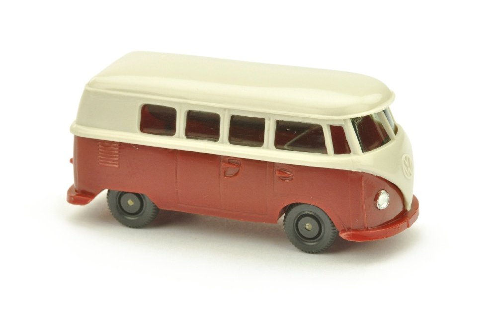 VW T1 Bus (alt), braunweiss/weinrot: 323/1, Farbkombination fehlt noch im Wiking-Handbuch, neuwertig (Wiking Verglaster PKW)