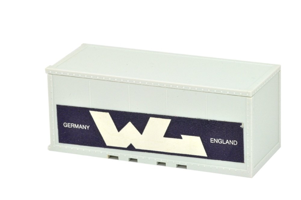 WL/B - Plywood-Container: Version mit weissem Bodenaufkleber, neuwertig (Wiking Werbemodell)