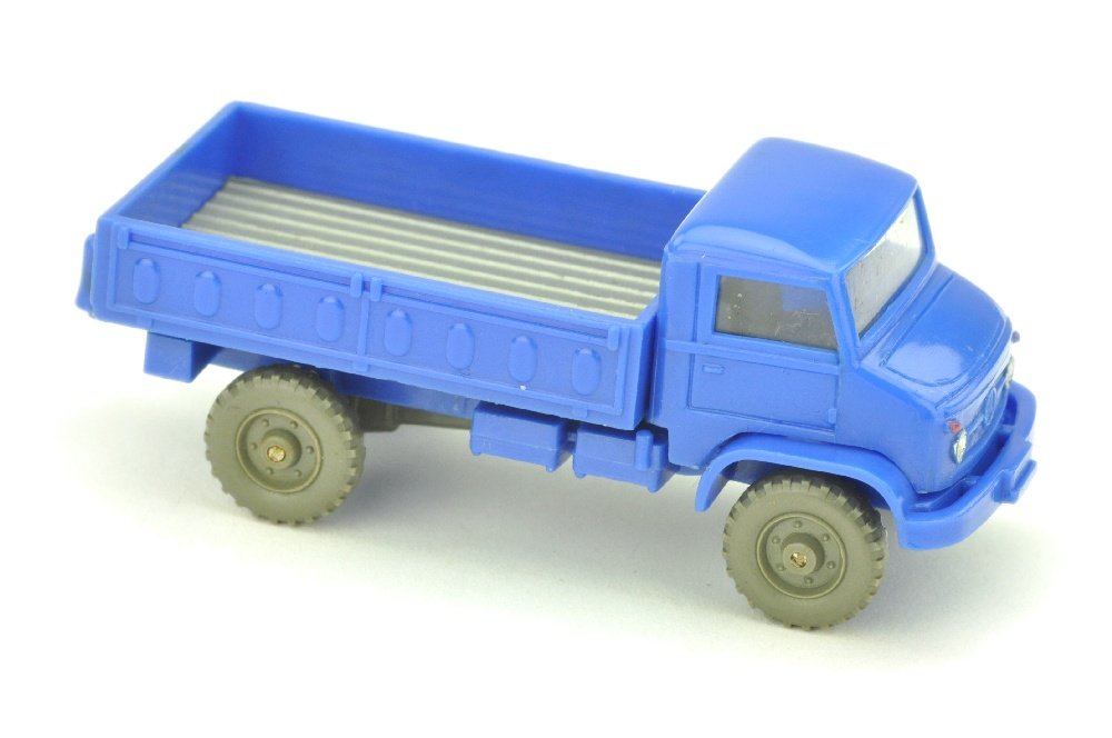 Unimog S zivil, ultramarin: 485/1A, ohne die bei diesem Modell sehr haeufig vorkommende Dachdelle, sehr gut (Wiking Verglaster PKW)