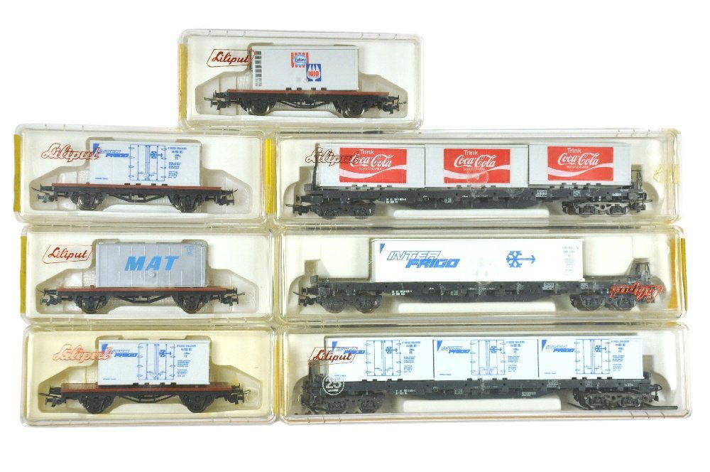 Konvolut 7 Liliput-Waggons mit Containern (1 of 1)