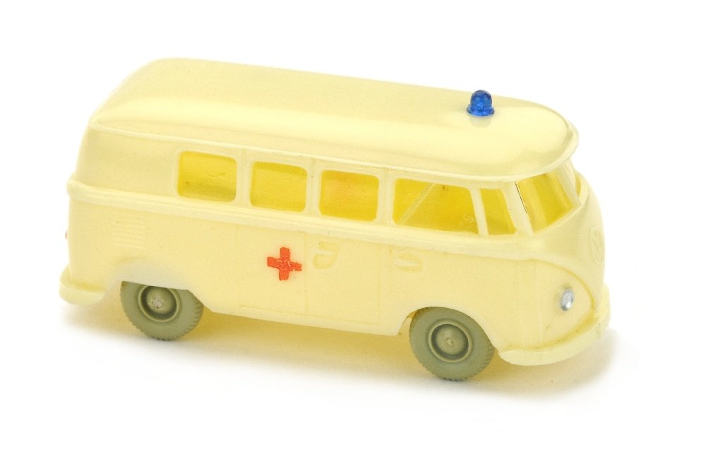 VW T1 Bus Rotkreuz, gelbelfenbein: 1034/2B, Druck beidseitig 99%, neuwertig (Wiking Verglaster PKW)