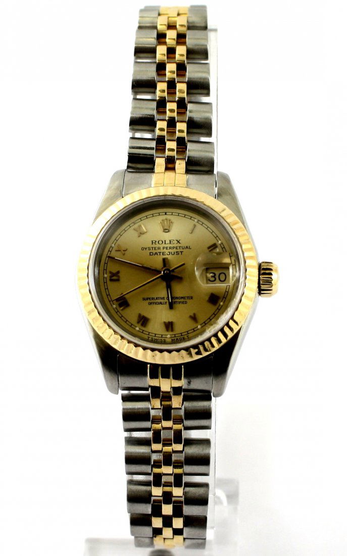 ROLEX 69173 18KT GOLD SS QUICKSET DATEJUST WATCH: Up for auction today we are proud to offer this very fine WOMEN'S ROLEX DATEJUST 18KT GOLD STAINLESS WRIST WATCH. This watch is reference number 69173 and features and automatic movement with quick se