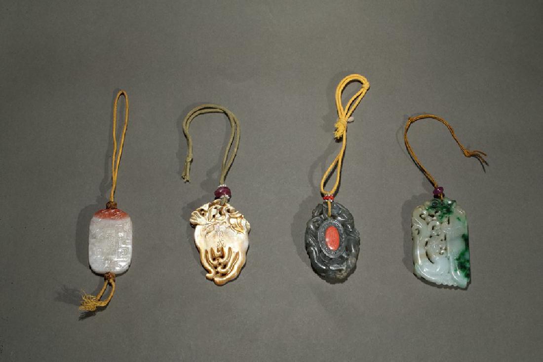 GROUP OF JADEITE, AGATE, CORAL,MOTHER OF PEARL PENDANTS (1 of 10)