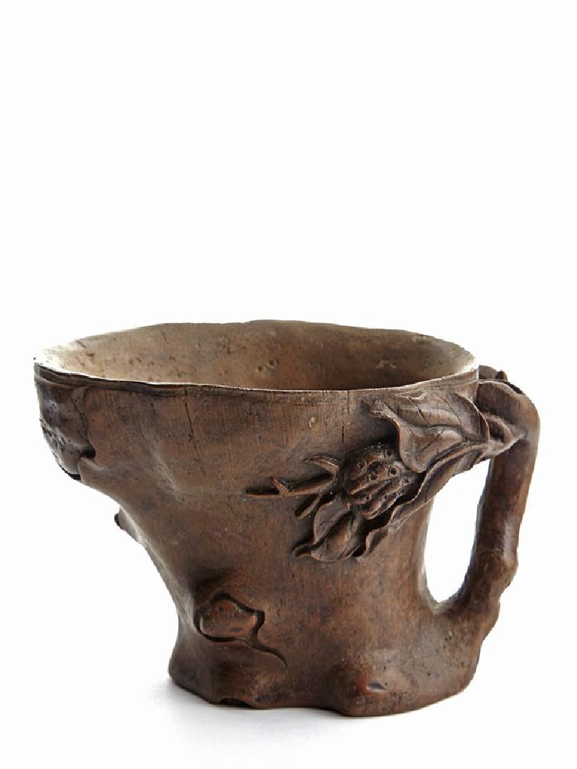 A BAMBOO CARVED 'BUDDHA'S HAND' LIBATION CUP (1 of 6)