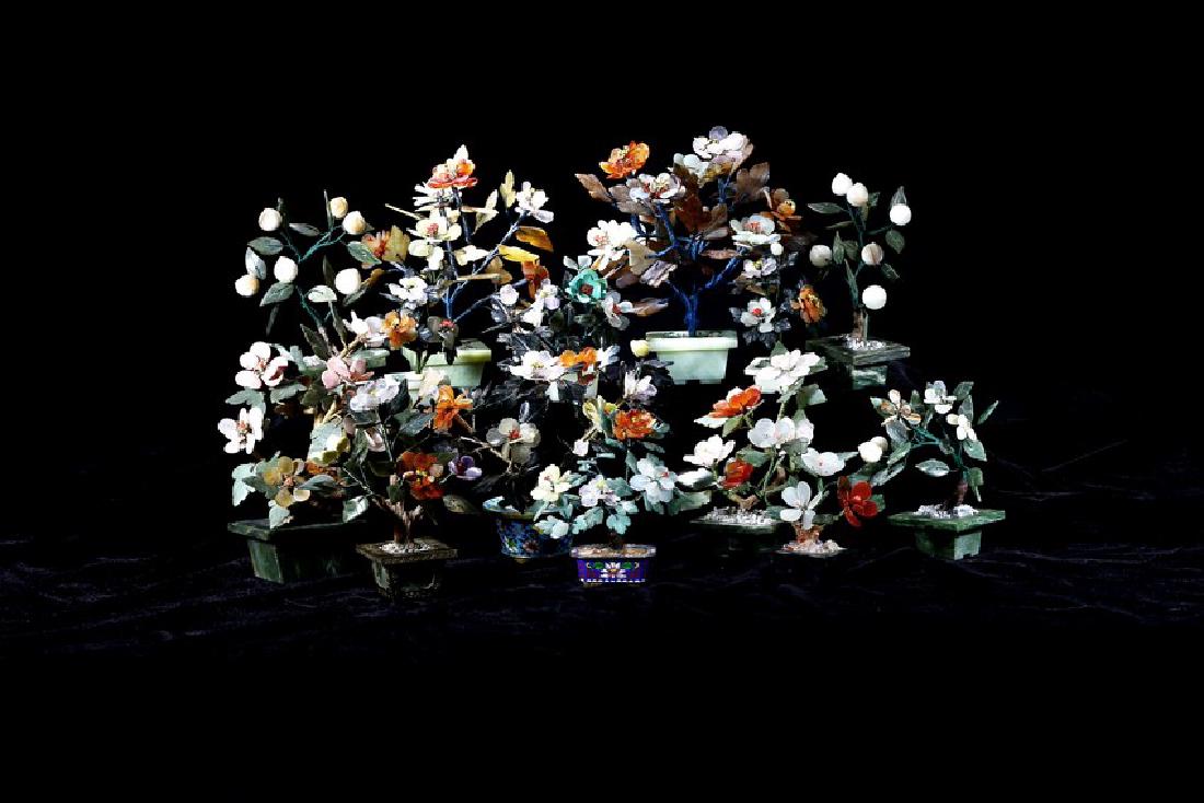 A GROUP OF JADE AND AGATE FLOWER JARDINIERES (1 of 1)