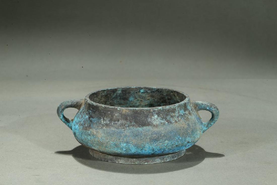A BRONZE XUANDE CENSER WITH ENCRUSTATION (1 of 9)
