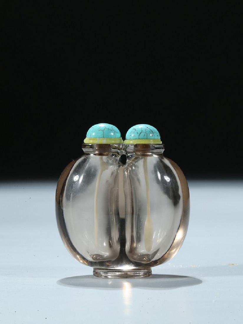 A CHINESE SMOKY ROCK CRYSTAL JOINED SNUFF BOTTLE (1 of 7)