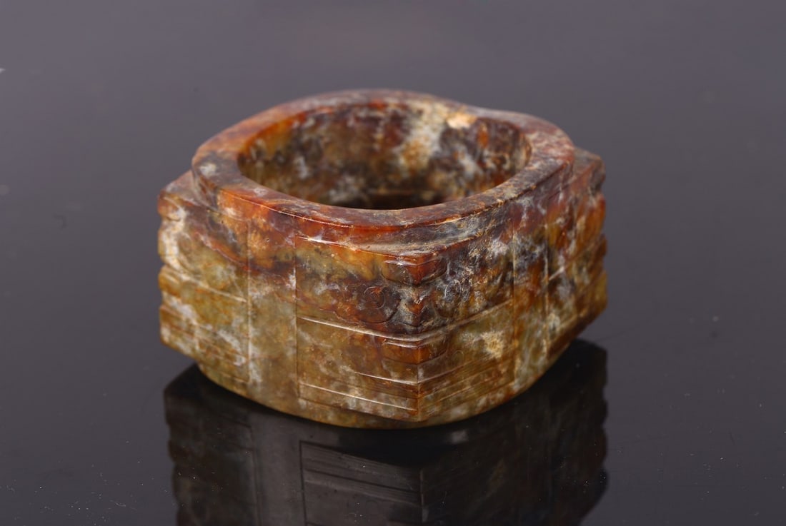 A CHINESE JADE CARVED 'CONG' (1 of 7)