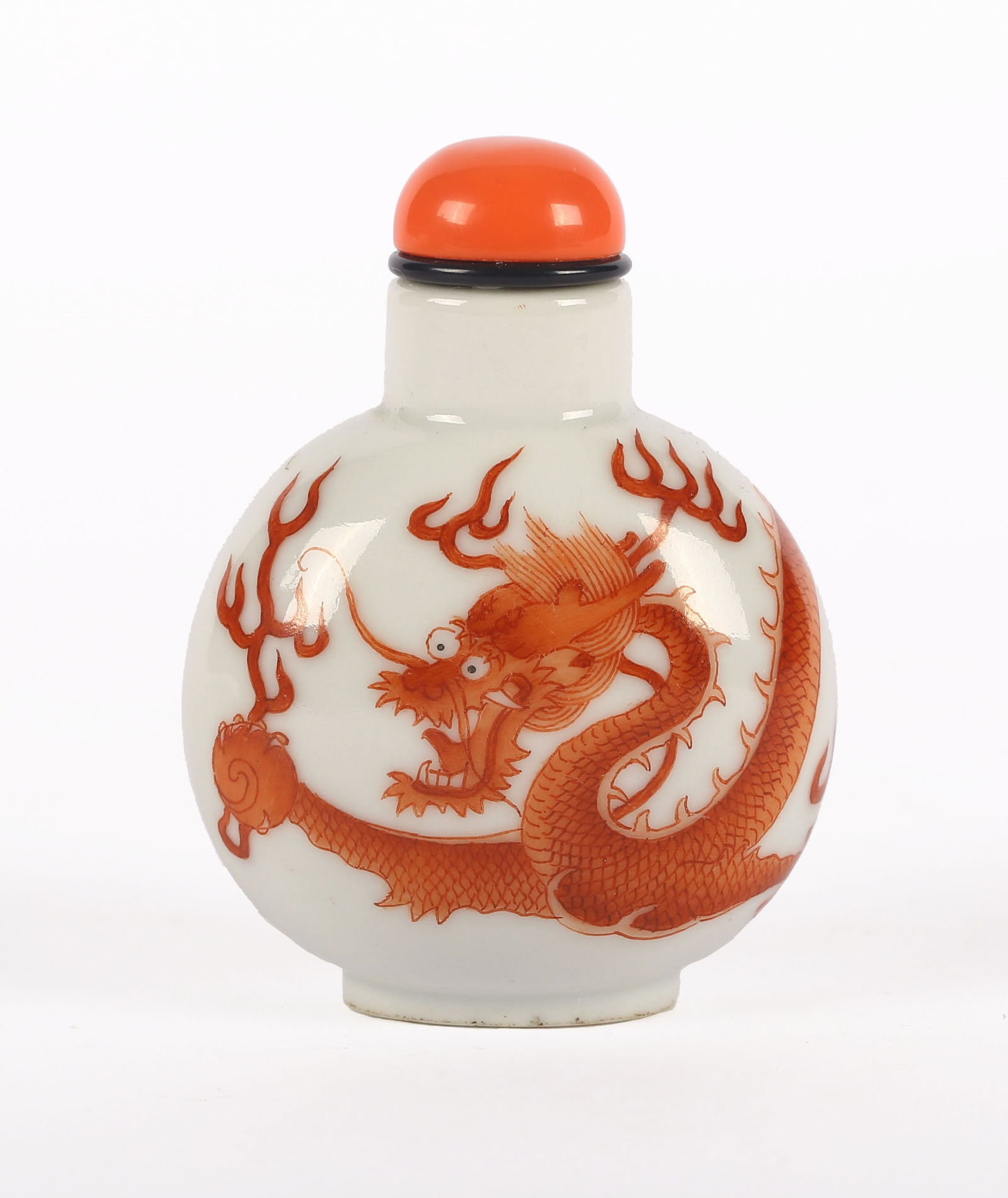 An Iron Red Enamel 'Dragon' Snuff Bottle (1 of 7)