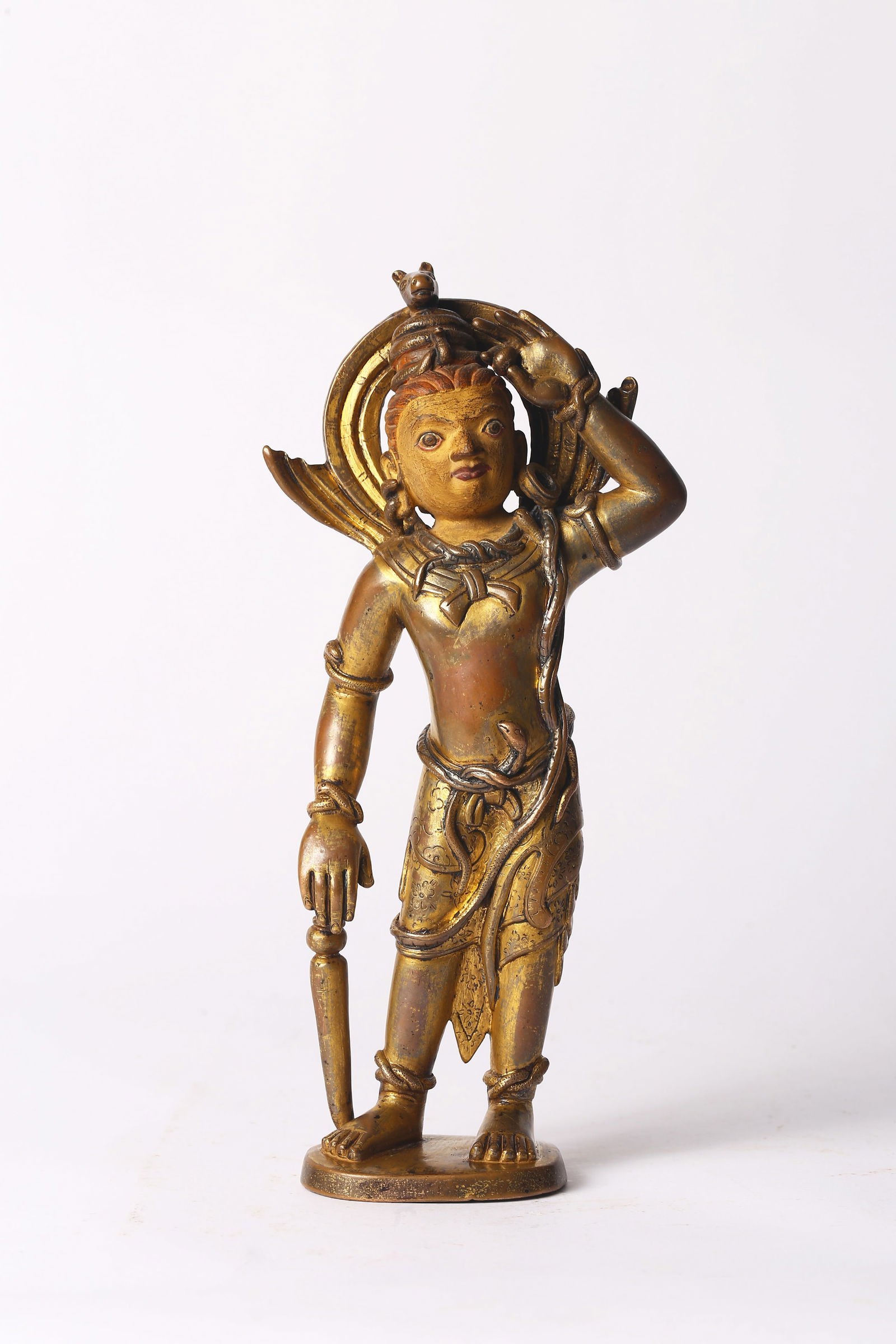 A Gilt Copper Figure of Standing Virudhaka (1 of 8)