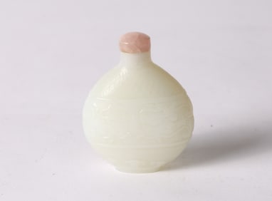 A White Glass 'Taotie' Snuff Bottle