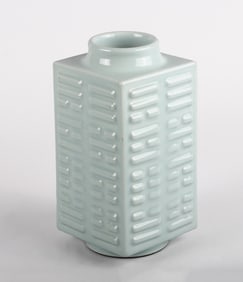 A Chinese Celadon Glazed 'Cong' Vase