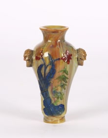 A Chinese Amber Striated Three Color Overlay Glass Vase