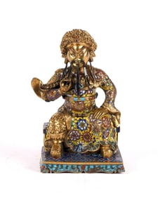 A Chinese Gilt Cloisonne Enamel Guandi
