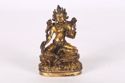 A Chinese Gilt Bronze Figure of Green Tara