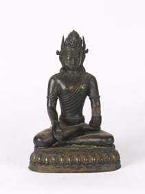 A Large Copper Alloy Figure of Seated Buddha