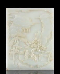 A Pale Greenish White Jade 'Landscape' Table Screen