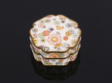 A Chinese Canton Enamel Box and Cover