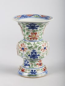 A Very Rare Chinese Wucai 'Lotus' Beaker Vase