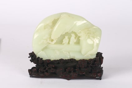 A Chinese White Jade Mountain Boulder