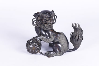 A Chinese Bronze 'Buddhist Lion' Censer