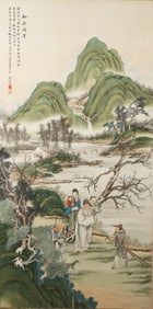 Kou Zhenjiang: color and ink on silk 'story scene' painting