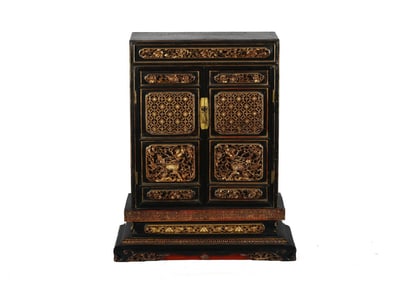 A Chinese Gilt Lacquered Wood Buddha Altar Cabinet