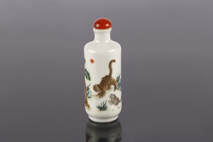 A Famille Rose Tiger Snuff Bottle