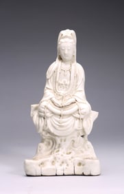 A Blanc-De-Chine White Glaze Guanyin Figure