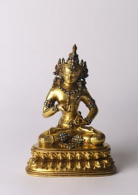 A Gilt Bronze Inlaid Figure of Vajrasattva