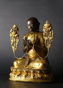 A Large Gilt Bronze Figure of Tsongkhapa