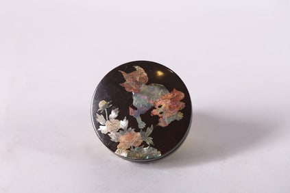 A Chinese Black Lacquer Inlaid Box and Cover