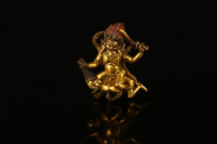A Very Rare Small Gilt Bronze Figure of Mahakala